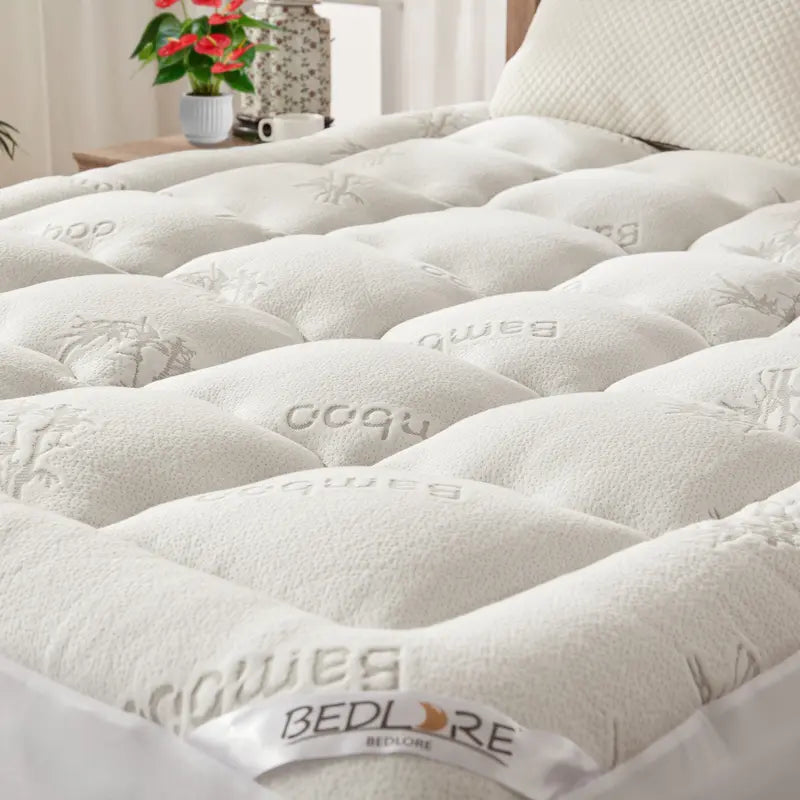 💤 Bamboo Cooling Mattress Topper Back Pain Relieve
