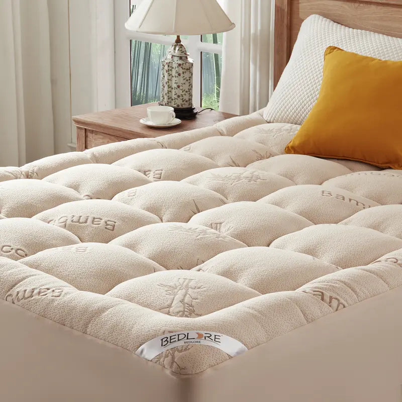 💤 Bamboo Cooling Mattress Topper Back Pain Relieve