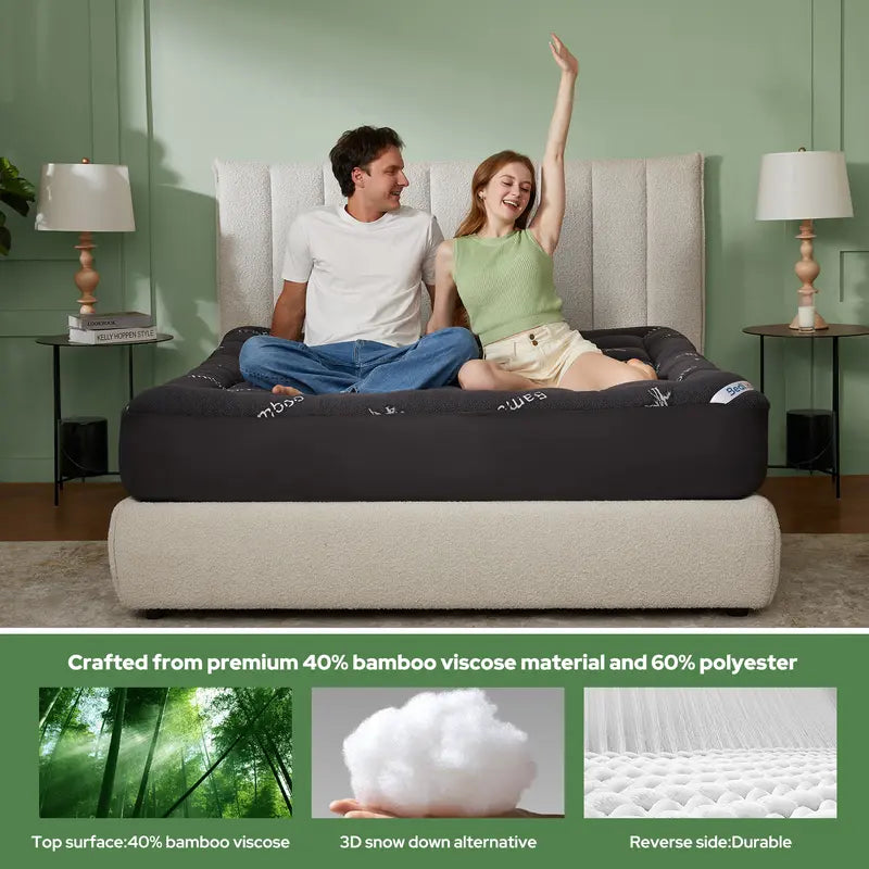 💤 Bamboo Cooling Mattress Topper Back Pain Relieve