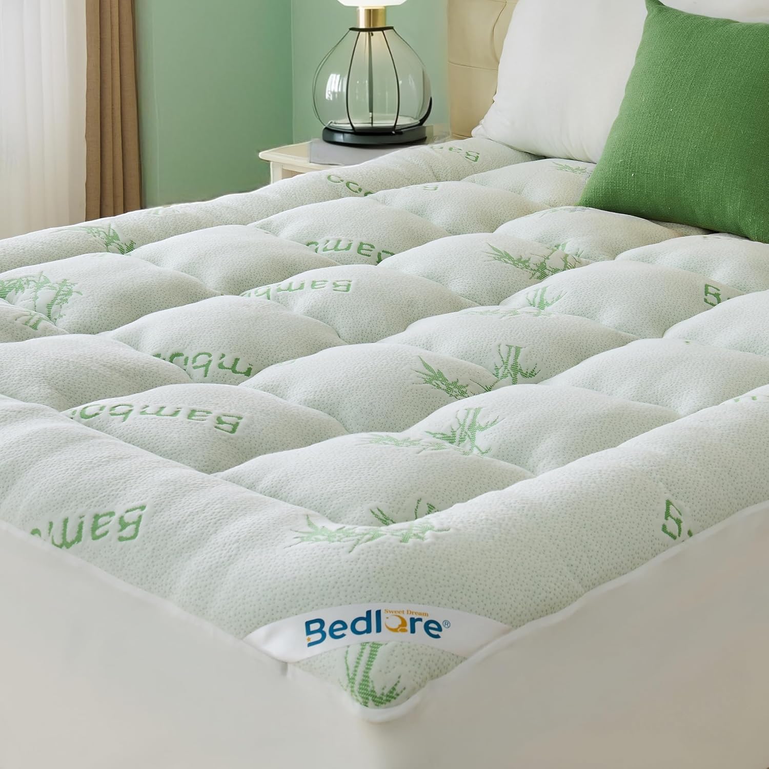 💤 Bamboo Cooling Mattress Topper Back Pain Relieve